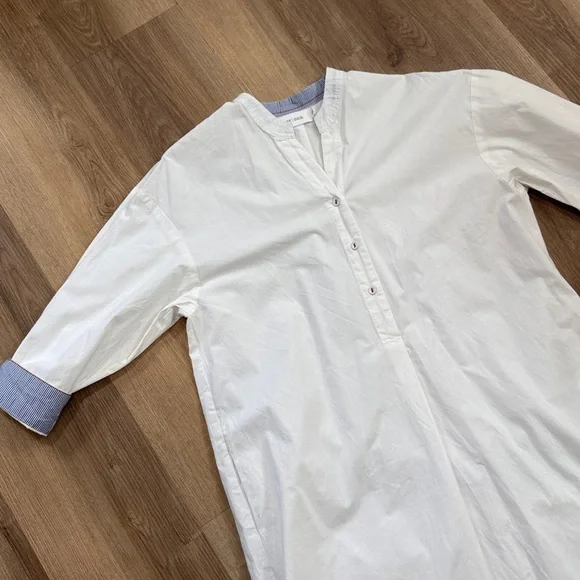 Mer-Sea Essential Collar Shirt Dress White Casual Midi Long Sleeve Small/Medium - Picture 5 of 10